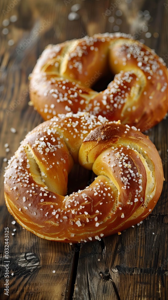 Freshly baked homemade soft pretzel with salt on rustic table, Thanksgiving day, Thanksgiving day celebration, Oktoberfest Freshly baked homemade soft pretzel with salt on rustic table, Thanksgiving day, Thanksgiving day celebration, Oktoberfest