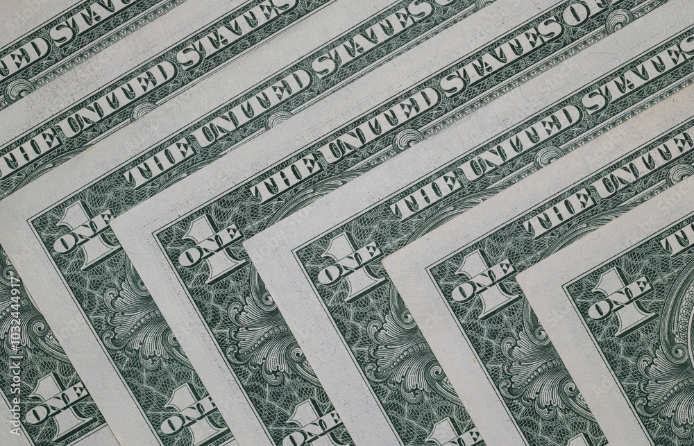 Obraz premium US 1 dollar banknotes background