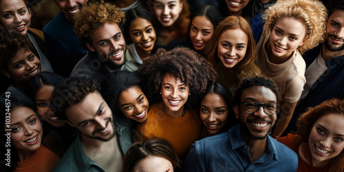 Diverse group of happy people bonding together