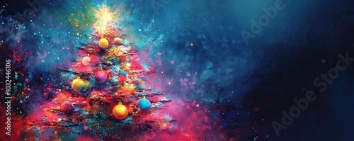 Colorful Abstract Christmas Tree with Festive Lights