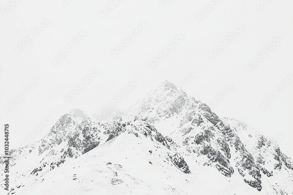 Obraz premium Snow-Covered Mountain Peaks in a Minimalist Landscape