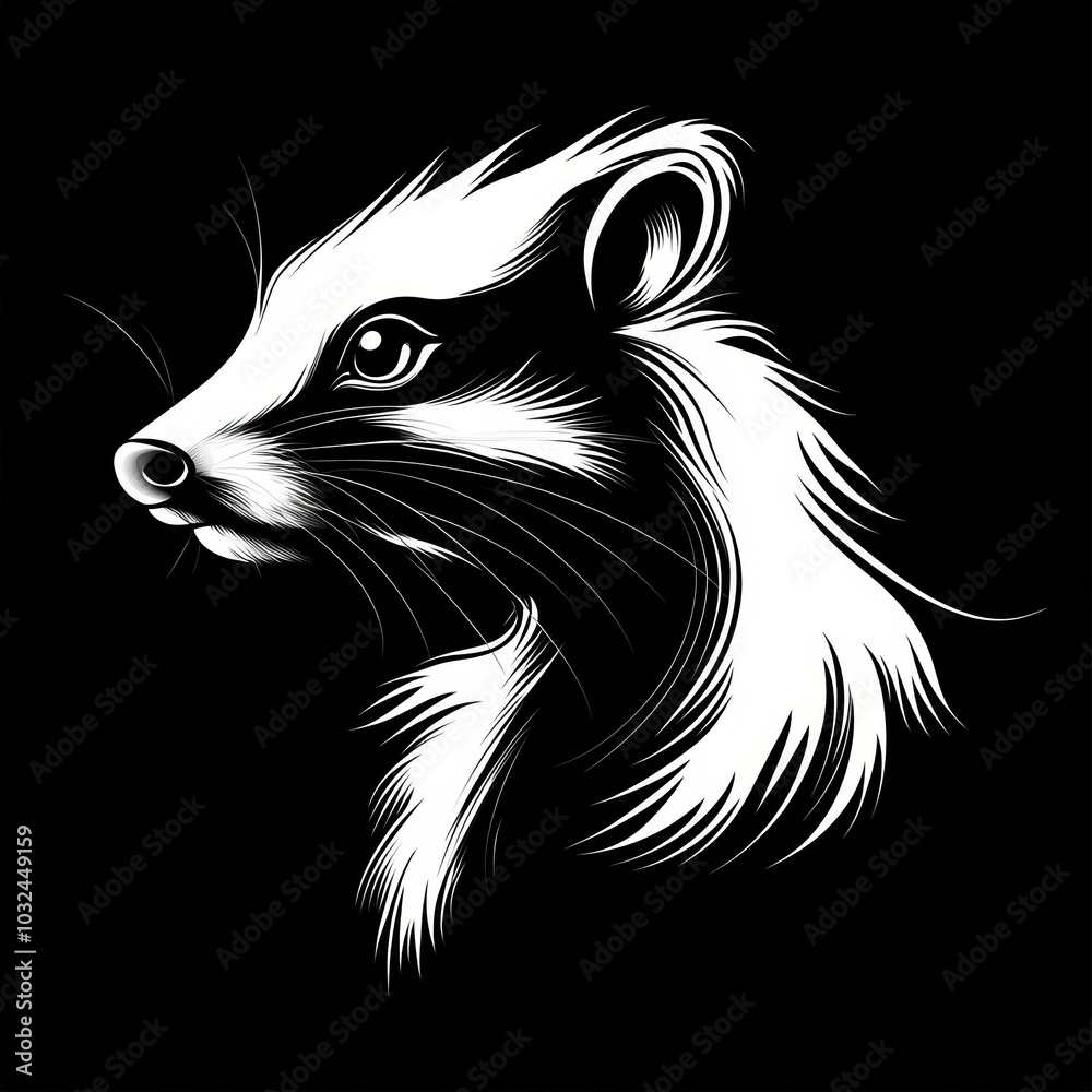 Badger illustration, white isolate background