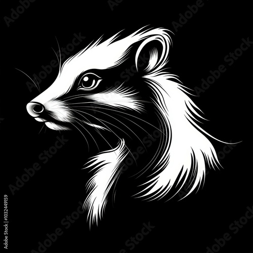 Badger illustration, white isolate background photo