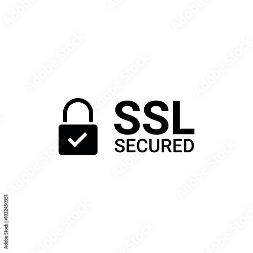 Secure SSL Encryption Logo- Secure Connection and SSL Certificate Icon Vector Illustration