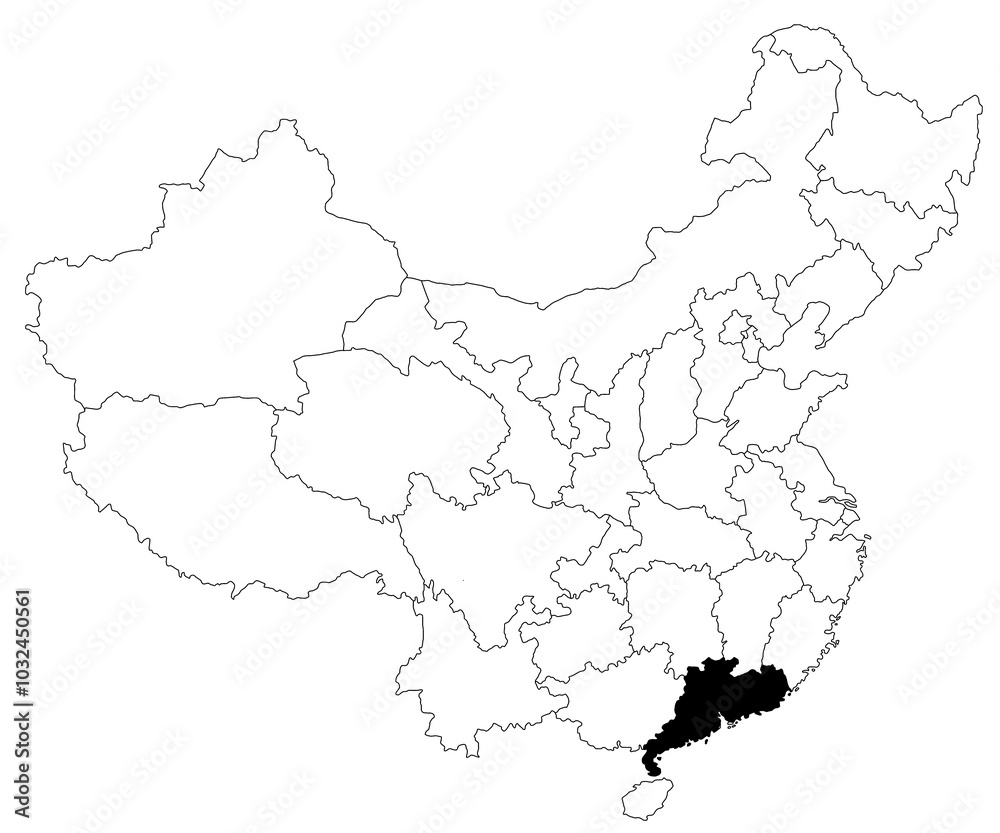 custom made wallpaper toronto digitalMap of Guangdong province in China country on white background. single province map highlighted by black colour on China map. East Asia, CN, people's republic of China, PRC