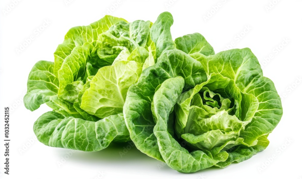 Green butterhead lettuce cabbage isolated on white background