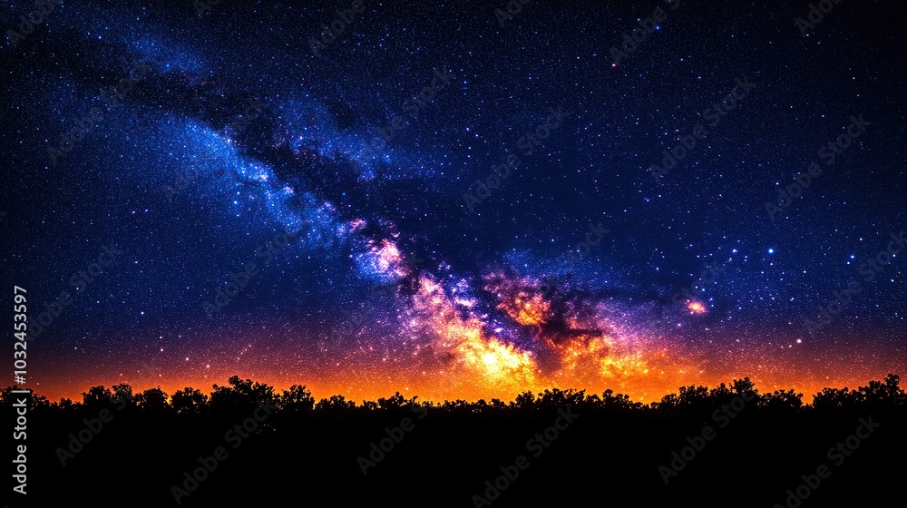 Fototapeta premium Stunning night sky with stars and colorful nebula.