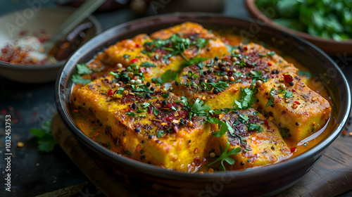 Spicy shahi tukda with a hint of chili powder and saffron photo