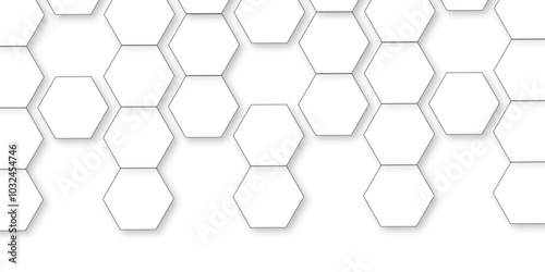 Abstract white background with hexagon and hexagonal background. Luxury white pattern with hexagons. abstract 3d hexagonal background with shadow. 3D futuristic abstract honeycomb mosaic background.