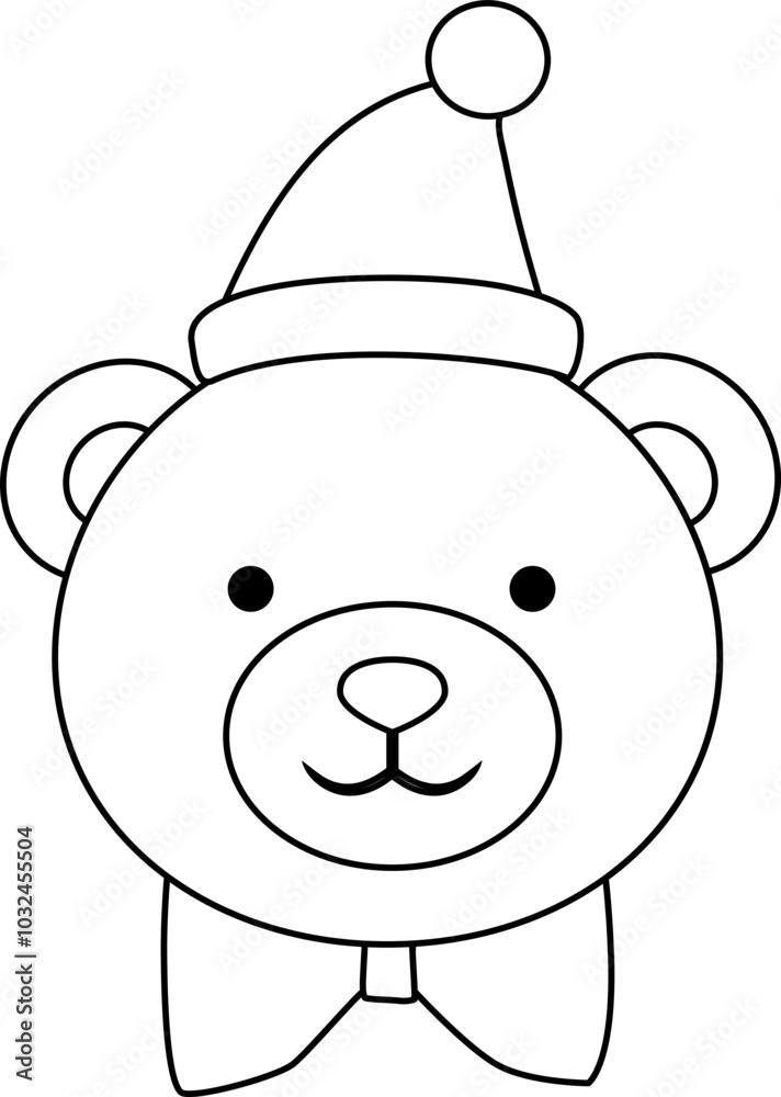 Cute christmas polar bear head outline vector Cute christmas polar bear head outline vector