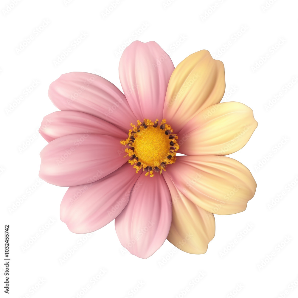 PNG pink and yellow flower 3d icon, cartoon style minimal on transparent, isolate on white background PNG pink and yellow flower 3d icon, cartoon style minimal on transparent, isolate on white background