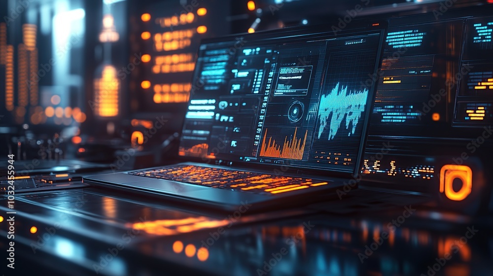 Laptop with Data Visualizations Laptop with Data Visualizations