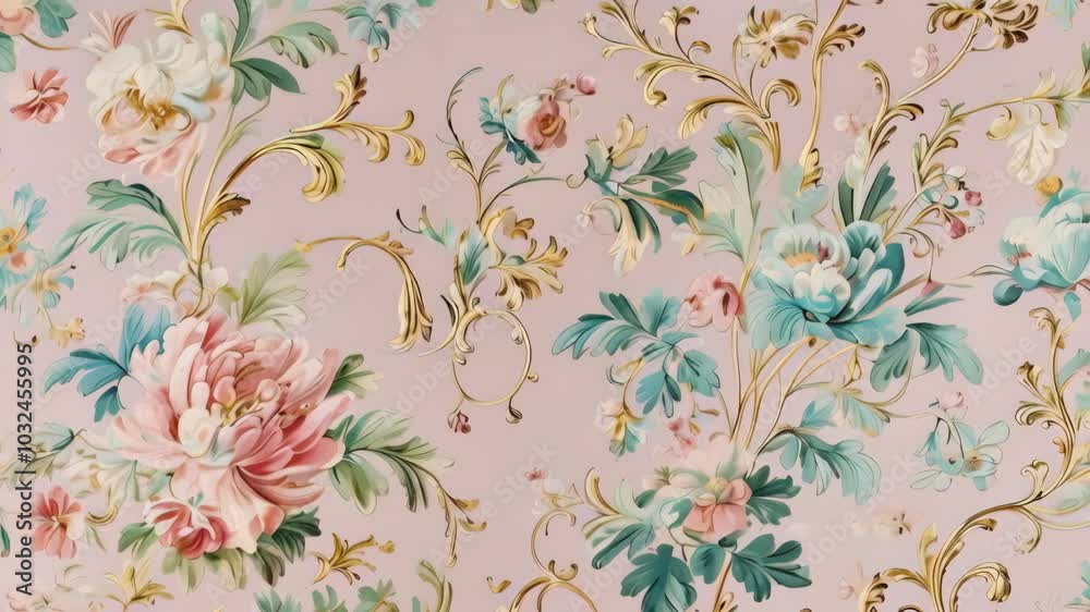 Floral Pattern with Golden Accents, 4K Ultra HD footage Perfect for Professional Projects, tech presentations Floral Pattern with Golden Accents, 4K Ultra HD footage Perfect for Professional Projects, tech presentations