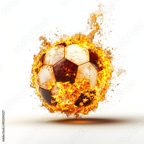 Wallpaper Mural  soccer ball on fire over white background Torontodigital.ca