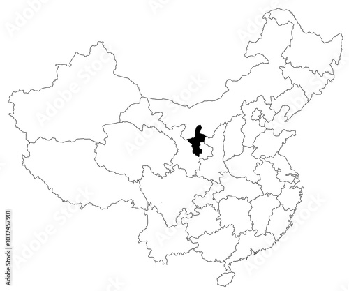 Map of ningxia autonomous region in China country on white background. single province map highlighted by black colour on China map. East Asia, CN, people's republic of China, PRC photo