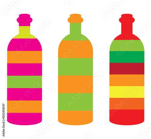 set of bottles.colorful plastic bottle
