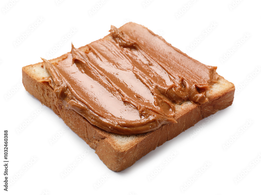 Delicious sandwich with peanut butter isolated white Delicious sandwich with peanut butter isolated white