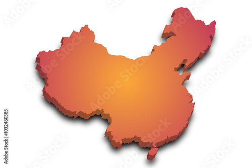 3d Map of China country with color. China country, cn, people's republic of China photo