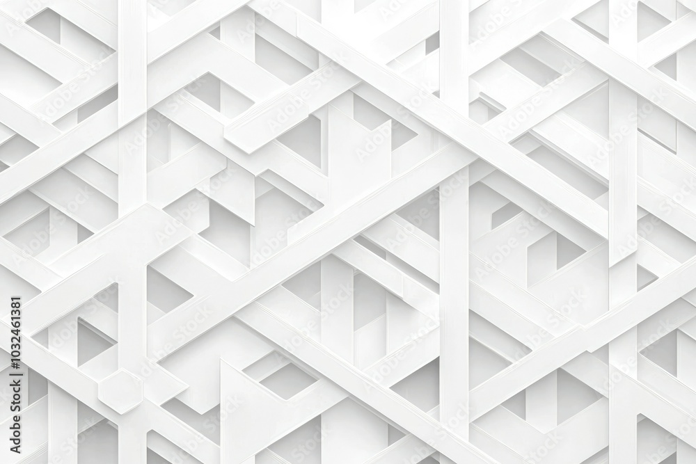 Abstract White Geometric Pattern with Intersecting Lines and Shapes Abstract White Geometric Pattern with Intersecting Lines and Shapes