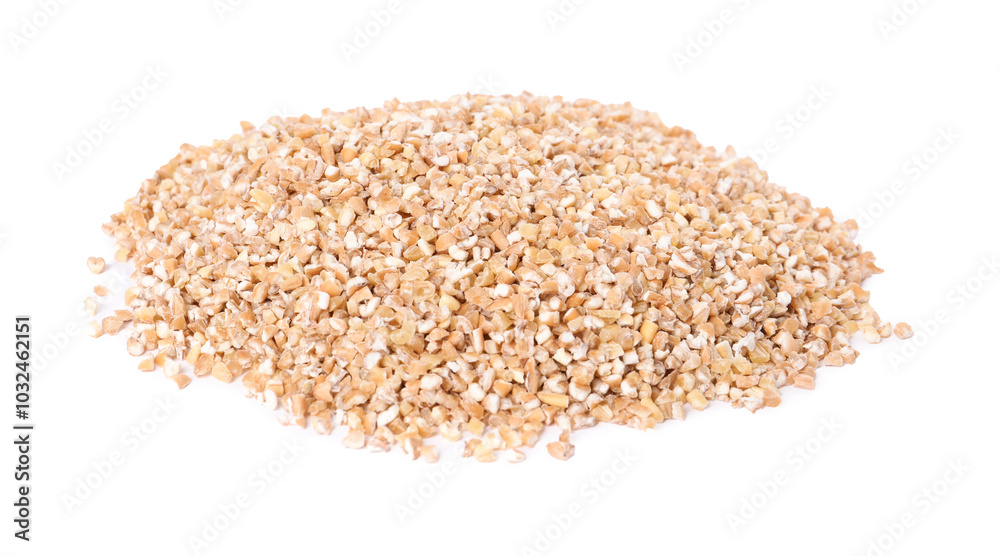 Heap of dry wheat groats isolated on white Heap of dry wheat groats isolated on white