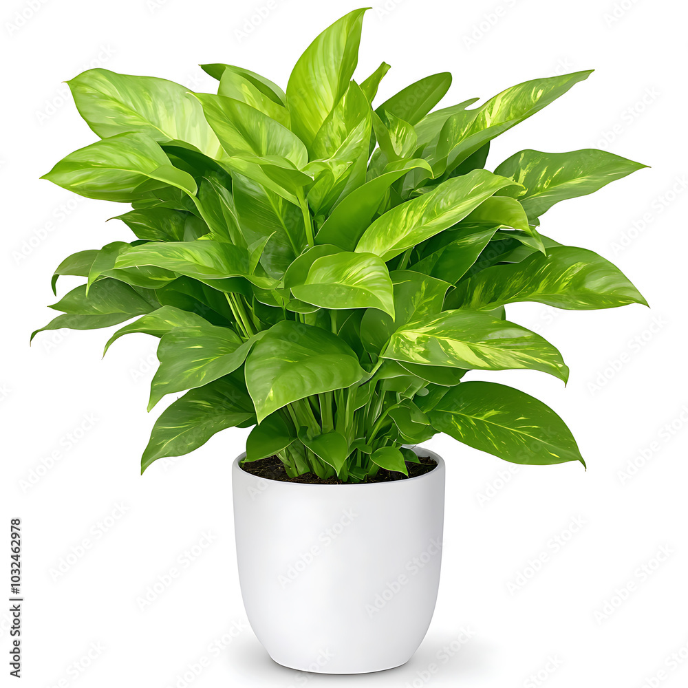 Lush green potted plant with vibrant leaves Lush green potted plant with vibrant leaves
