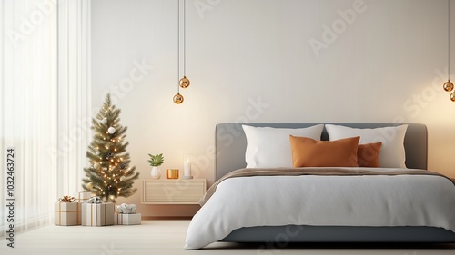 Cozy Christmas Eve Bedroom with Holiday Decorations