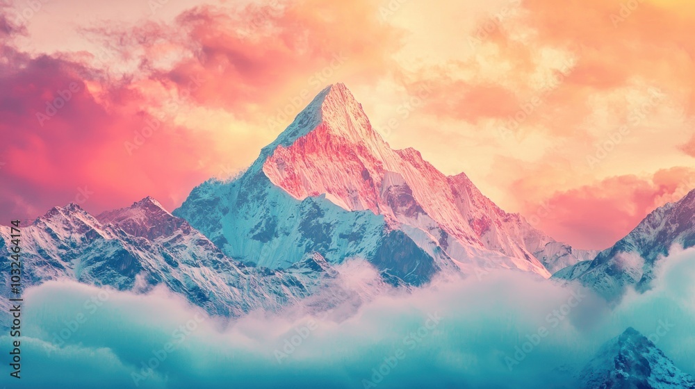 Obraz premium A motivational quote on a colorful background, featuring an inspiring image of a mountain peak. 