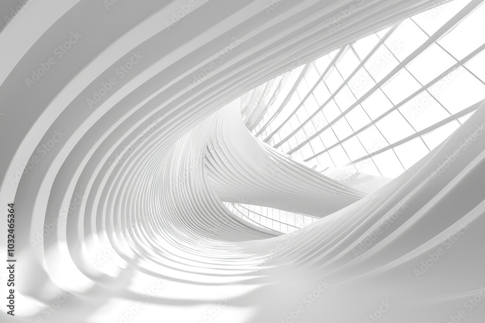 Naklejka premium Abstract White Curved Architectural Structure with a Glass Skylight