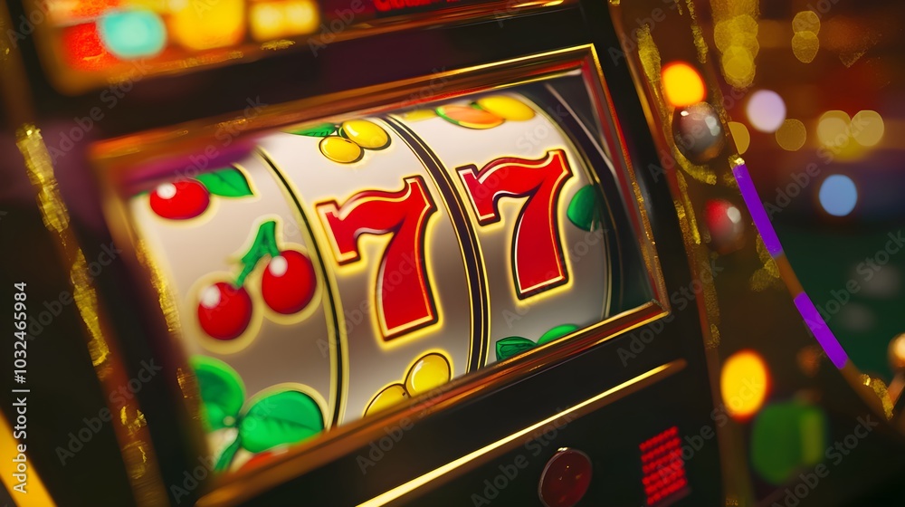 Colorful 3D Render of Slot Machine with Seven Symbols Colorful 3D Render of Slot Machine with Seven Symbols