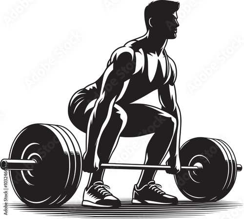 Deadlift Gym exercise Silhouette illustration isolated on a white background