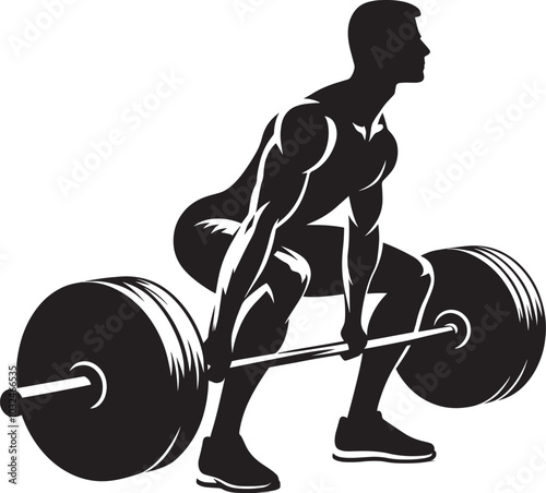 Deadlift Gym exercise Silhouette illustration isolated on a white background