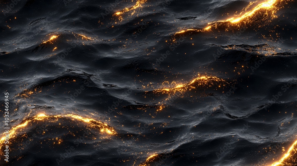 Fototapeta premium Abstract seamless pattern of smooth water texture with fiery highlights for design