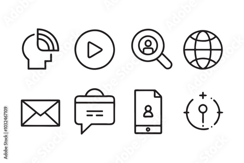 Minimal Communication and Navigation Icons Set