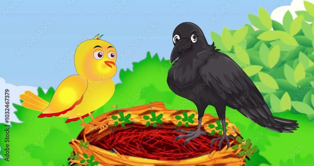 two birds in nest cartoon video bird cartoon