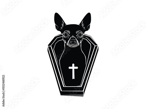 Vampire Coffin Dog Silhouette – Halloween Pet Design