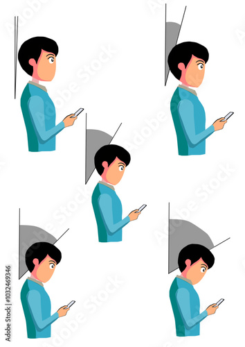 Inclinación de la cabeza al mirar el telefono movil