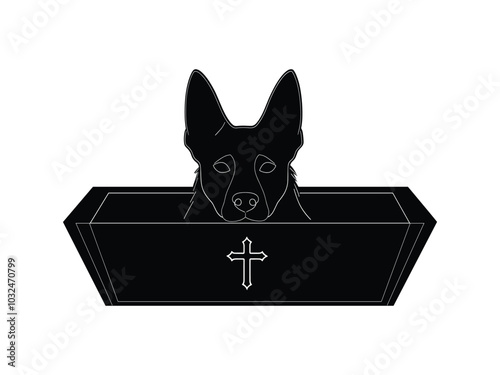 Vampire Coffin Dog Silhouette – Halloween Pet Design