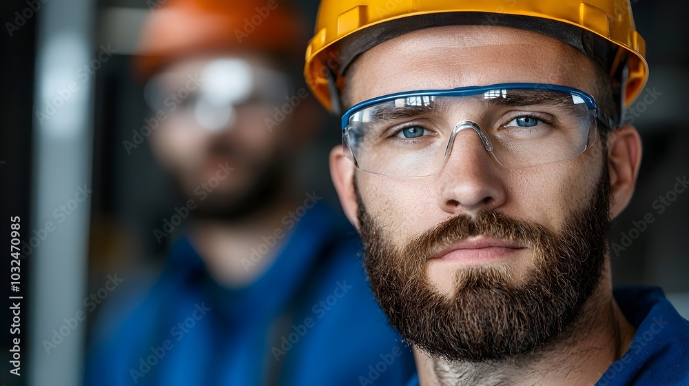Engineering team performing routine maintenance on industrial machinery and equipment inside a factory facility with ample empty space for text overlay or additional visual elements Engineering team performing routine maintenance on industrial machinery and equipment inside a factory facility with ample empty space for text overlay or additional visual elements