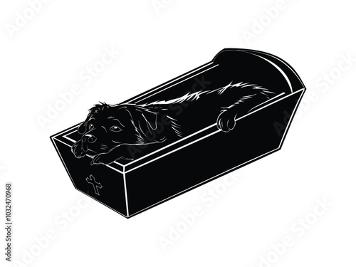 Vampire Coffin Dog Silhouette – Halloween Pet Design