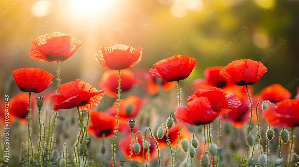 Obraz premium Vibrant poppies in the breeze