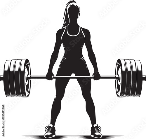 Deadlift Gym exercise Silhouette illustration isolated on a white background