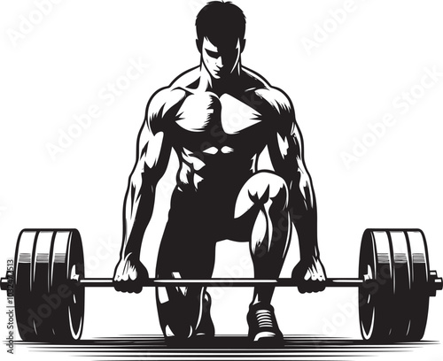 Deadlift Gym exercise Silhouette illustration isolated on a white background