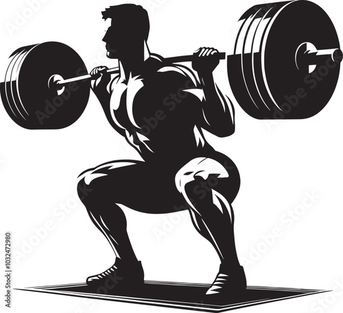 Deadlift Gym exercise Silhouette illustration isolated on a white background photo