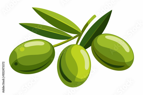 Green olives with leaves