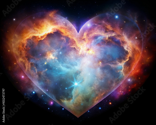 A heart-shaped nebula set against the vast