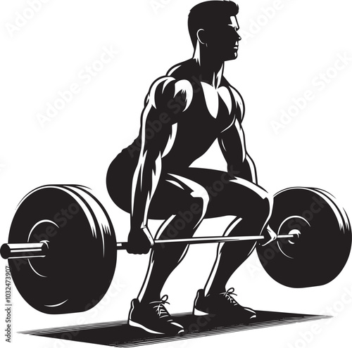 Deadlift Gym exercise Silhouette illustration isolated on a white background