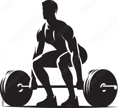 Deadlift Gym exercise Silhouette illustration isolated on a white background