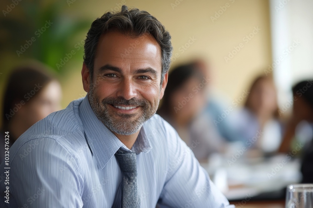 Mature supervisor having a meeting with his team in an office, Generative AI Mature supervisor having a meeting with his team in an office, Generative AI
