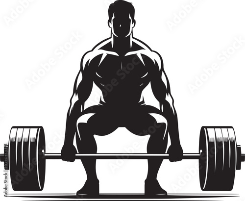 Deadlift Gym exercise Silhouette illustration isolated on a white background