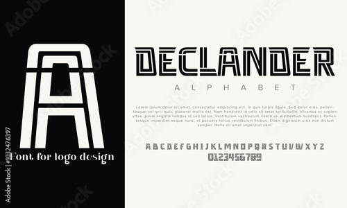Declander vector alphabet font for logo design